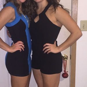 Black romper with lace back and keyhole